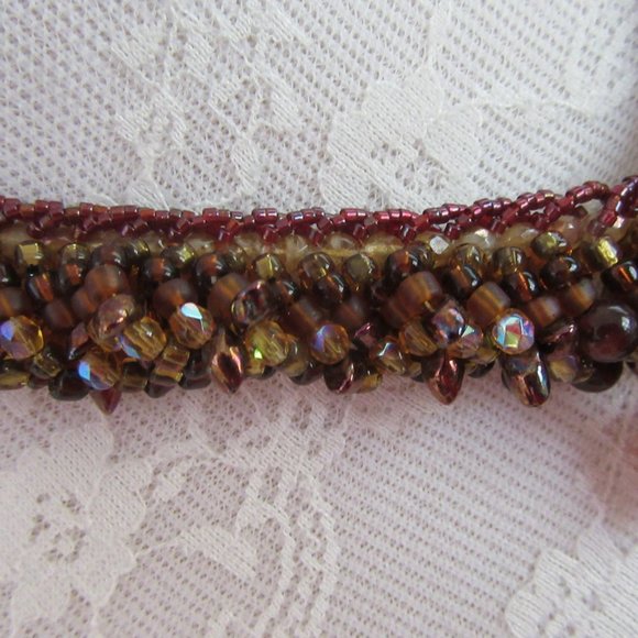 Carnelian, jasper & beads necklace & earrings in copper setting - 1980s - Picture 5 of 9